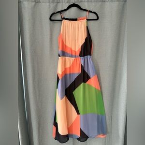 NEW Banana Republic Factory MIDI Kaleidoscope Cool Combo Dress